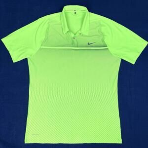 Nike Tiger Woods Collection Dri-FIT Golf Polo Neon Green Men Size L Performance